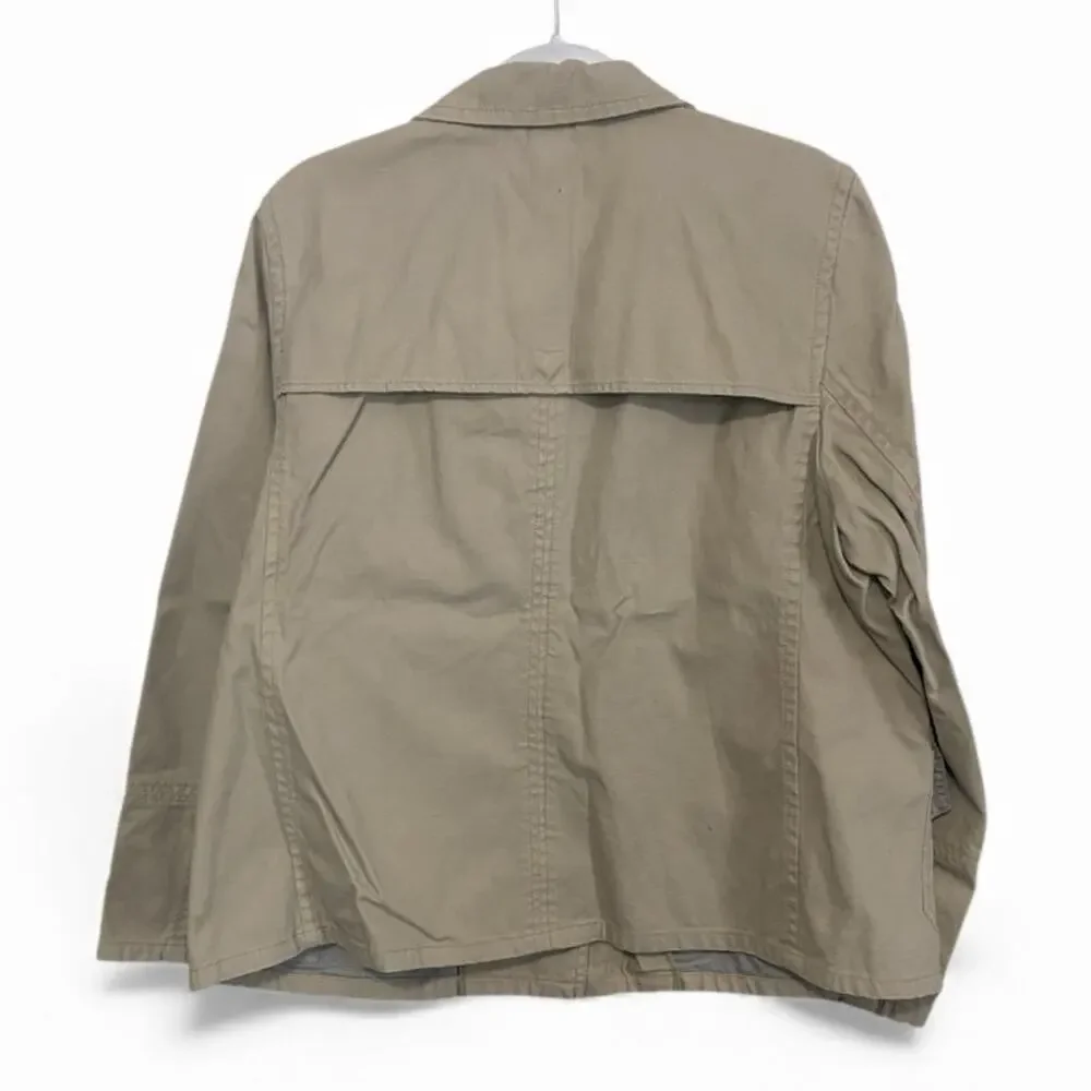 J. Crew Wallace & Barnes Utility Jacket Men's XL Khaki Tan Cotton Zip Up Snaps
